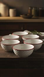 Kırmızı Yıldız Desenli 6'lı Çok Amaçlı Yuvarlak Kase Takımı - Çorba, Meyve, Çerez, Sos ve Kahvaltılık Sunum Seti - Görsel 9