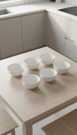 Beyaz Petek Desenli 6'lı Çok Amaçlı Yuvarlak Kase Takımı - Çorba, Meyve, Çerez, Sos ve Kahvaltılık Sunum Seti - Görsel 8