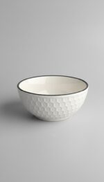 Siyah Petek Desenli 6'lı Çok Amaçlı Yuvarlak Kase Takımı - Çorba, Meyve, Çerez, Sos ve Kahvaltılık Sunum Seti - Görsel 4