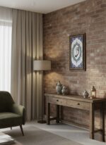 El Yapımı Ahşap Çerçeveli Çini Karo VavElif Yazılı Tablo - Görsel 3