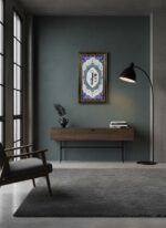 El Yapımı Gold İşlemeli Elif Harfi Yazılı Çini Tablo