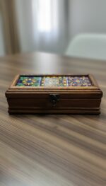 El Yapımı Çini Karo Baskılı Ahşap Tespih Kutusu (5x15cm) - Görsel 2