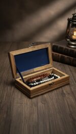 El Yapımı Çini Karo Baskılı Ahşap Tespih Kutusu (5x15cm) - Görsel 4