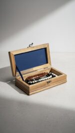 El Yapımı Çini Karo Baskılı Ahşap Tespih Kutusu (5x15cm) - Görsel 5