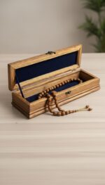 El Yapımı Çini Karo Baskılı Ahşap Tespih Kutusu (5x25cm) - Görsel 3