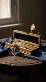 El Yapımı Çini Karo Baskılı Ahşap Tespih Kutusu (5x25cm) - Görsel 2