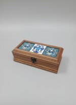 El Yapımı Çini Karo Baskılı Ahşap Tespih Kutusu (5x15cm) - Görsel 2