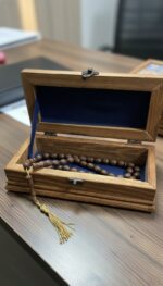 El Yapımı Çini Karo Baskılı Ahşap Tespih Kutusu (5x15cm) - Görsel 4