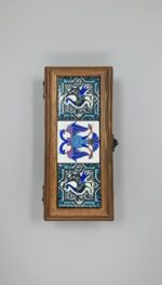 El Yapımı Çini Karo Baskılı Ahşap Tespih Kutusu (5x15cm) - Görsel 3