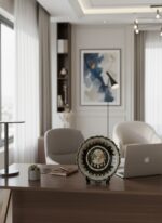 El İşi Gümüş ve Altın Desenli Osmanlı Tuğralı 30 cm Çini Tabak - Görsel 2