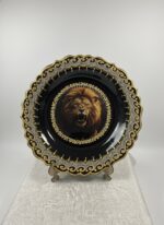 El İşi Gümüş ve Altın Desenli Aslan Motifli 30 cm Çini Tabak - Görsel 2
