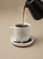 Hayat Ağacı Altın Yaldızlı Kupa Tek Kişilik 2 Parça Kahve Seti - Görsel 4