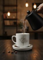 Hayat Ağacı Altın Yaldızlı Kupa Tek Kişilik 2 Parça Kahve Seti - Görsel 2