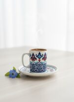 Tulu Porselen Çini Desenli 6 Kişilik 12 Parça Kahve Fincan Takımı