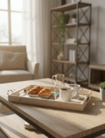 Ahşap 3'lü Set Karışık Desenli Dekoratif Sunum Tepsisi