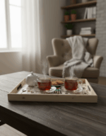 Ahşap 3'lü Set Karışık Desenli Dekoratif Sunum Tepsisi - Görsel 2