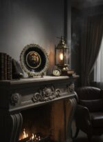 El İşi Gümüş ve Altın Desenli Aslan Motifli 30 cm Çini Tabak - Görsel 3