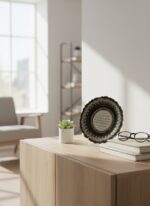 El İşi Gümüş ve Altın Desenli Ayetel Kürsi Yazılı 30 cm Çini Tabak - Görsel 3