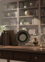 El İşi Gümüş ve Altın Desenli Ayetel Kürsi Yazılı 30 cm Çini Tabak - Görsel 4