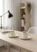 Papatya Desenli El Yapımı 2 Kişilik 4 Parça Seramik Fincan Takımı - Görsel 3