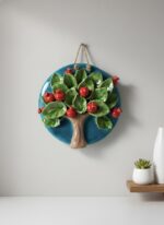 El Yapımı Kabartmalı Nar Ağacı Seramik Duvar Süsü (21cm)