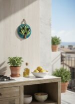 El Yapımı Kabartmalı Zeytin Ağacı Seramik Duvar Süsü (14cm)