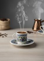 Tulu Porselen Topkapı İşlemeli 6 Kişilik 12 Parça Kahve Fincan Takımı