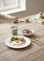 Tulu Porselen 3 Parça Sevimli Kurbağa Desenli Bebek ve Çocuk Yemek Seti