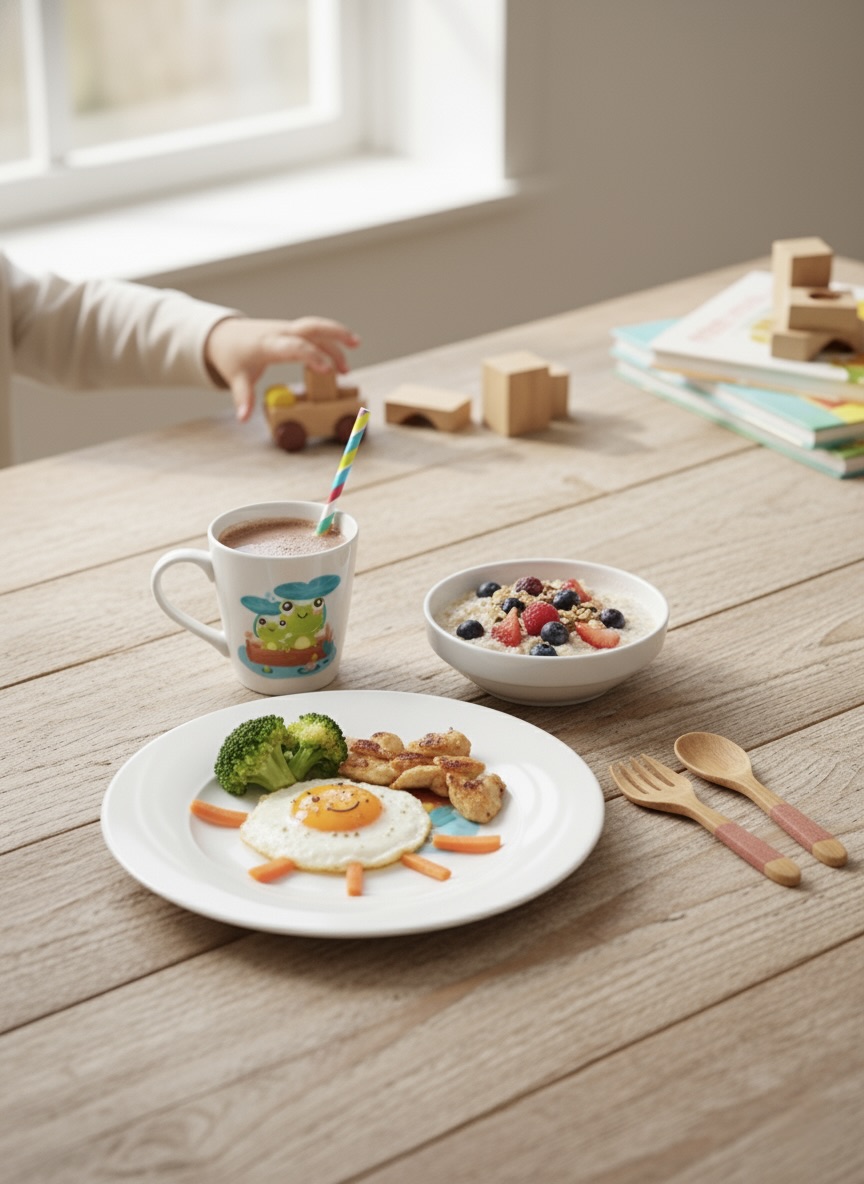 Tulu Porselen 3 Parça Sevimli Kurbağa Desenli Bebek ve Çocuk Yemek Seti