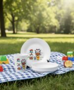 Tulu Porselen 3 Parça Sevimli İnek Desenli Bebek ve Çocuk Yemek Seti