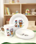 Tulu Porselen 3 Parça Sevimli İnek Desenli Bebek ve Çocuk Yemek Seti - Görsel 4