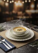 Porreal Porselen 6 Kişilik 24 Parça Gold File Detaylı Yemek Takımı