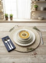 Porreal Porselen 6 Kişilik 24 Parça Gold File Detaylı Yemek Takımı - Görsel 3