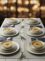Porreal Porselen 6 Kişilik 24 Parça Gold File Detaylı Yemek Takımı - Görsel 4