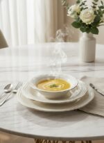 Tulu Porselen Gamze Serisi 6 Kişilik 24 Parça Gold File Detaylı Yemek Takımı