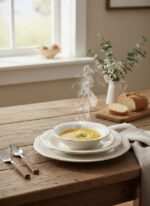 Tulu Porselen Gamze Serisi 6 Kişilik 24 Parça Gold File Detaylı Yemek Takımı - Görsel 4