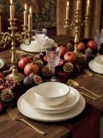 Tulu Porselen Elif Serisi 6 Kişilik 24 Parça Gold File Detaylı Yemek Takımı