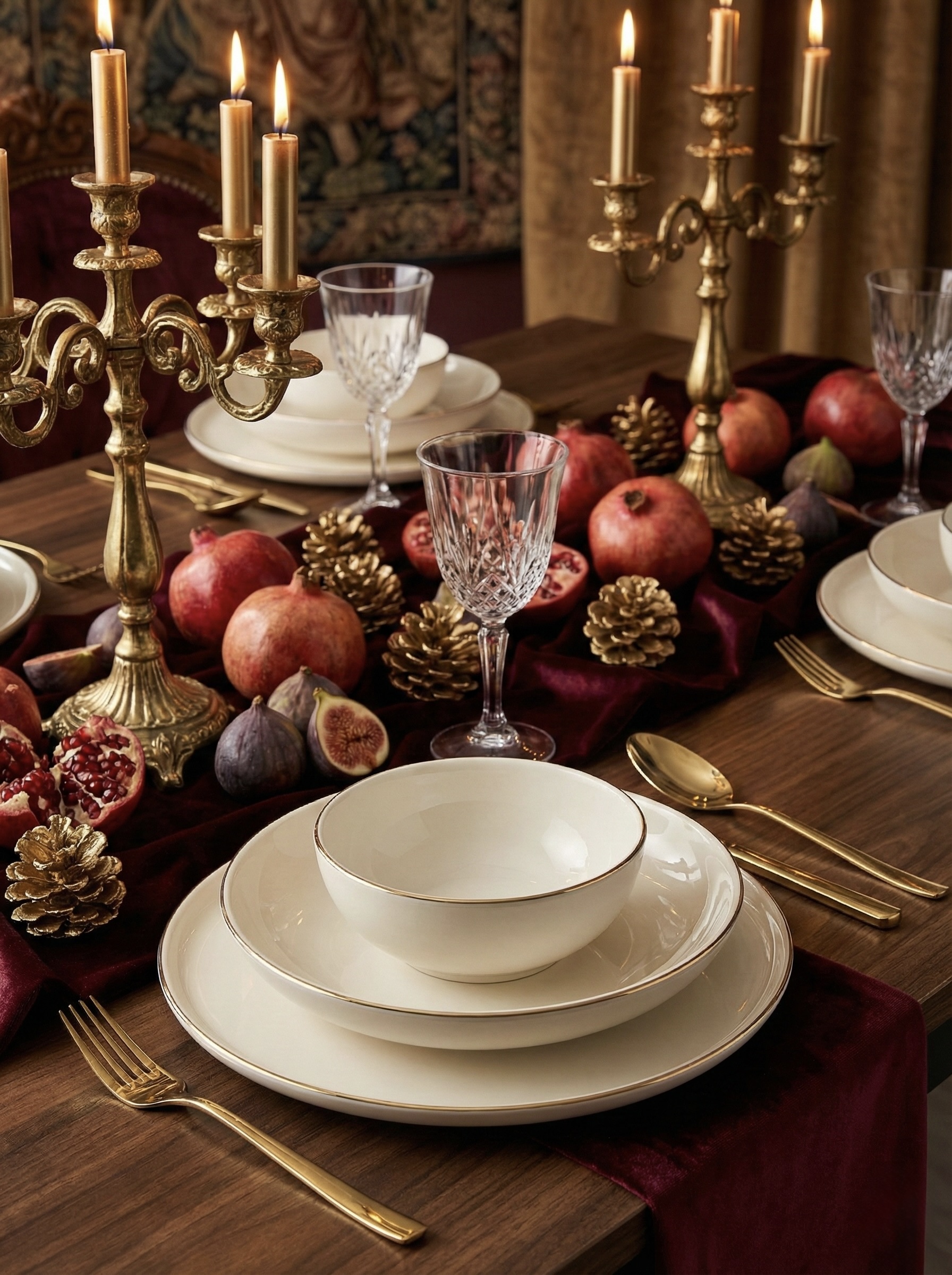 1763772579810 Tulu Porselen Elif Serisi 6 Kişilik 24 Parça Gold File Detaylı Yemek Takımı - Görsel 1