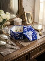 El Yapımı Dekoratif Çini Altıgen Mücevher Kutusu