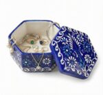 El Yapımı Dekoratif Çini Altıgen Mücevher Kutusu - Görsel 2