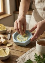 El Yapımı Seramik Rende Tabağı (10 cm) - Sarımsak, Zencefil, Meyve Püresi ve Bebek Maması Hazırlayıcı - Görsel 3