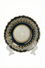 El İşi Gümüş ve Altın Desenli Esma-ül Hüsna Yazılı 30 cm Çini Tabak