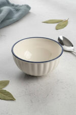 Lacivert Bulut Desenli 6'lı Çok Amaçlı Yuvarlak Kase Takımı - Çorba, Meyve, Çerez, Sos ve Kahvaltılık Sunum Seti - Görsel 7