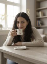 Kiraz ve Papatya Desenli El Yapımı 2 Kişilik 4 Parça Seramik Fincan Takımı - Görsel 3