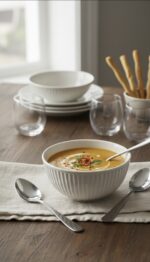 Beyaz Çizgi Desenli 6'lı Çok Amaçlı Yuvarlak Kase Takımı - Çorba, Meyve, Çerez, Sos ve Kahvaltılık Sunum Seti