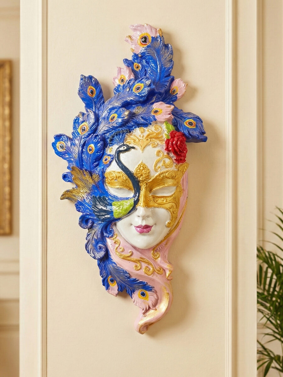 Venedik Maskesi Duvar Süsü – Tavus Kuşu Temalı