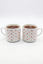 Renkli Kalp Desenli 2'li Kupa Sevgiliye ve Arkadaşa Özel Hediyelik Bardak